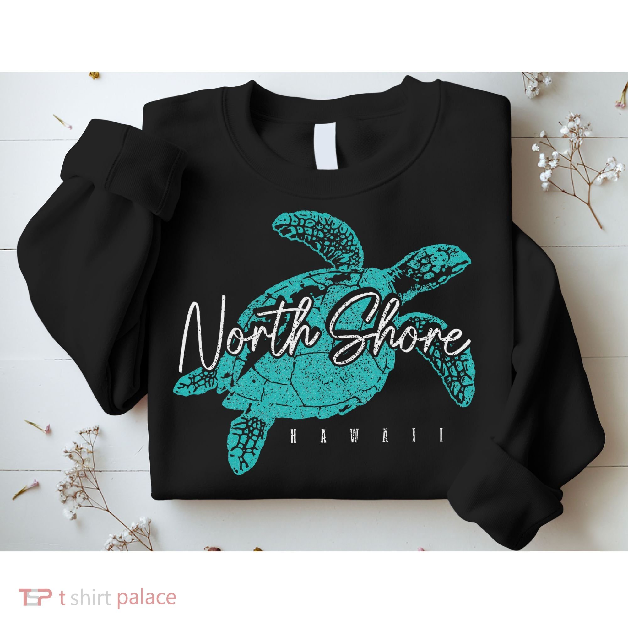 North Shore Beach Hawaii Surfer Diving Hawaiian Sea Turtle Sweatshirt