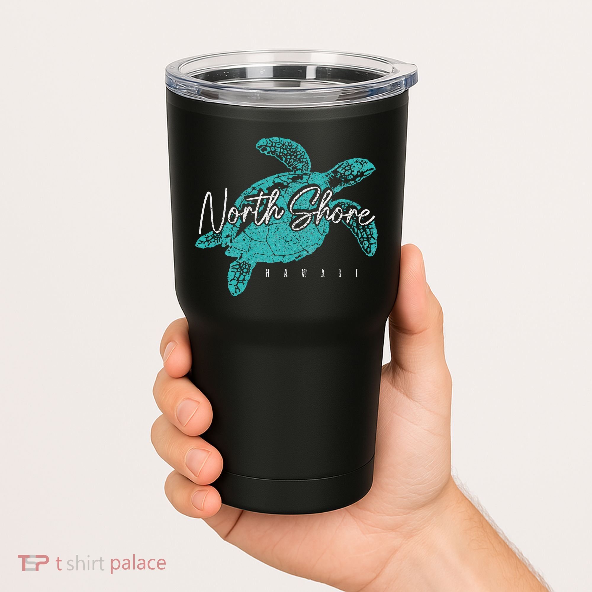 North Shore Beach Hawaii Surfer Diving Hawaiian Sea Turtle Tumbler