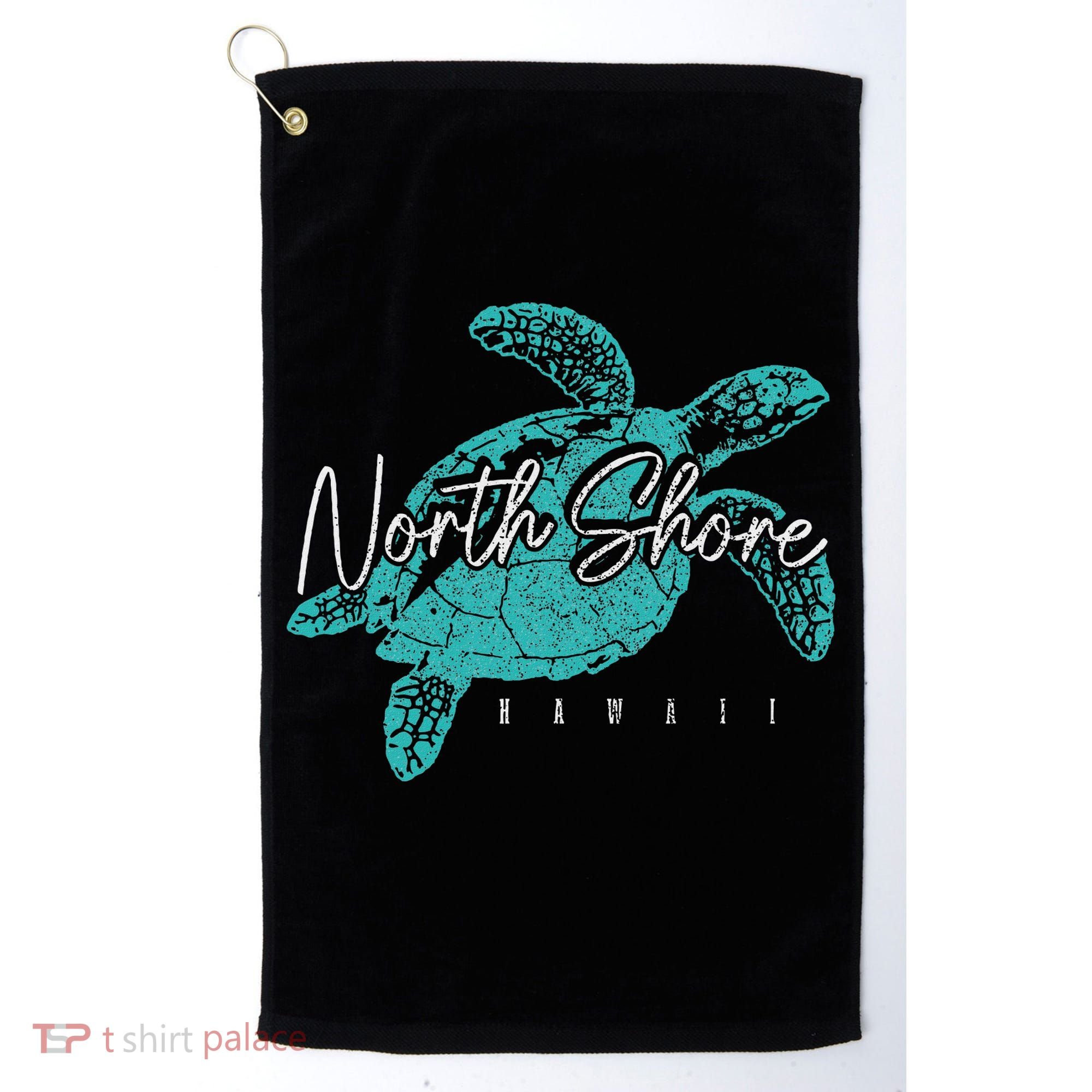 North Shore Beach Hawaii Surfer Diving Hawaiian Sea Turtle Golf Towel