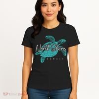 North Shore Beach Hawaii Surfer Diving Hawaiian Sea Turtle Women's T-Shirt thumb 4