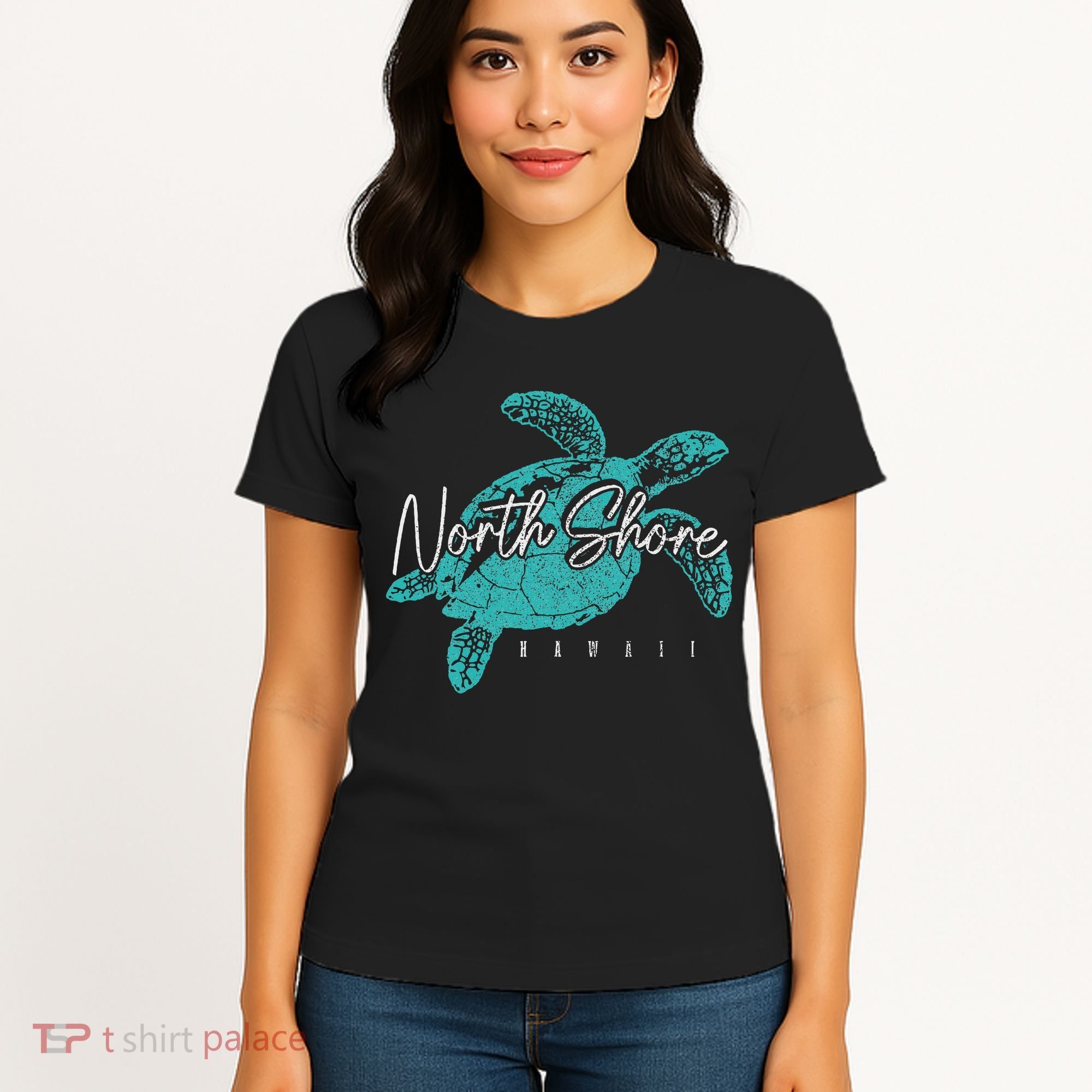 North Shore Beach Hawaii Surfer Diving Hawaiian Sea Turtle Women's T-Shirt