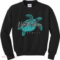 North Shore Beach Hawaii Surfer Diving Hawaiian Sea Turtle Kids Sweatshirt thumb 0