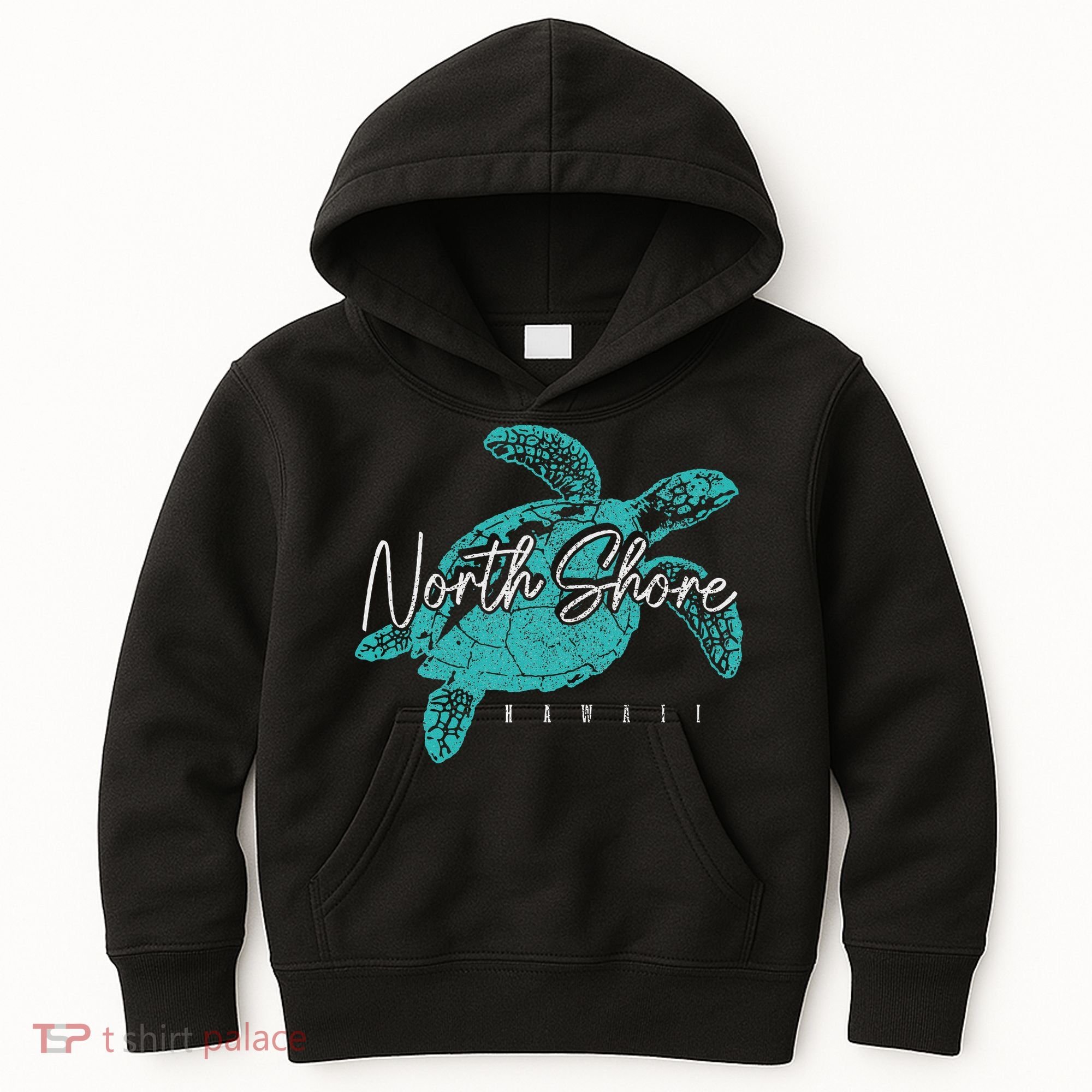 North Shore Beach Hawaii Surfer Diving Hawaiian Sea Turtle Kids Hoodie