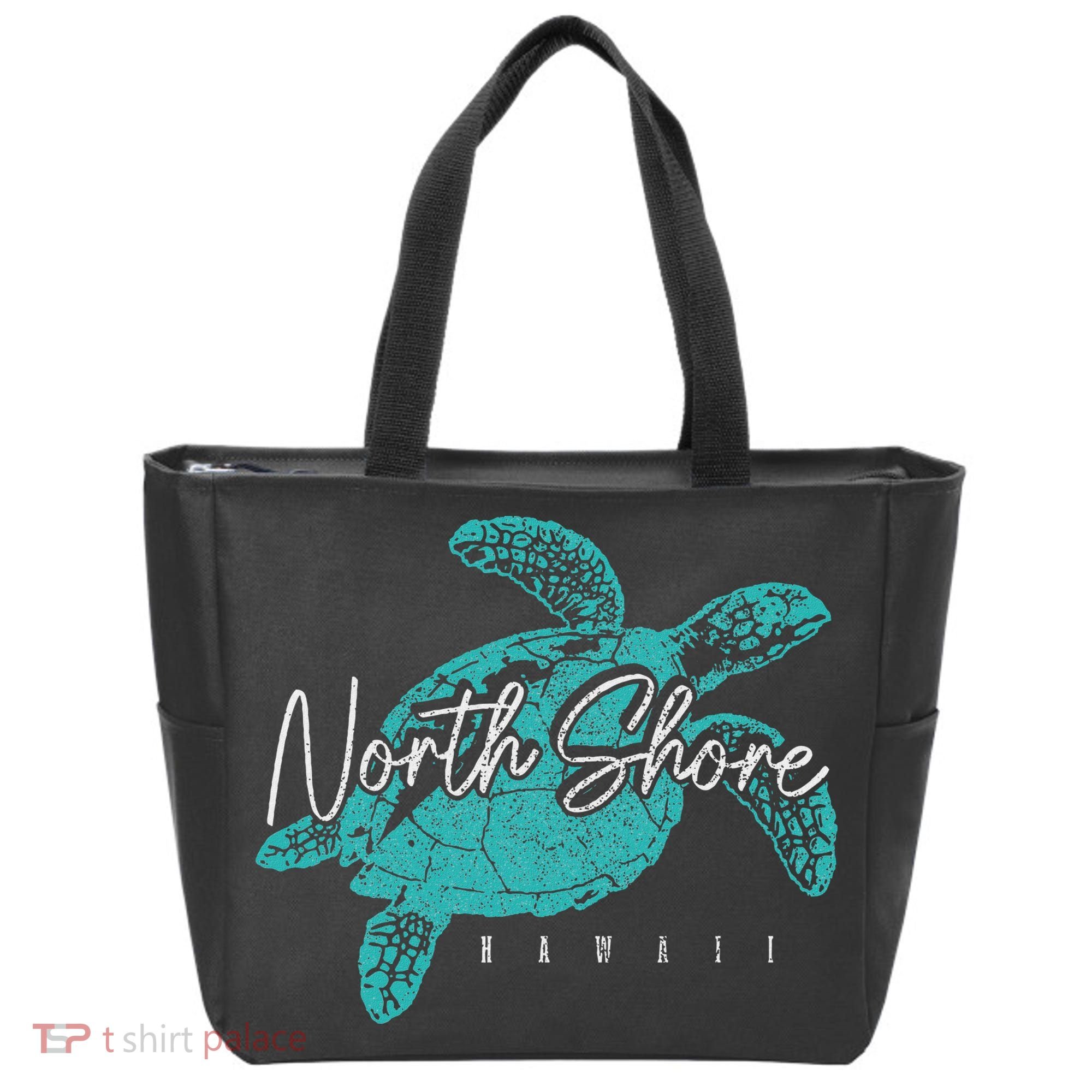 North Shore Beach Hawaii Surfer Diving Hawaiian Sea Turtle Tote Bag