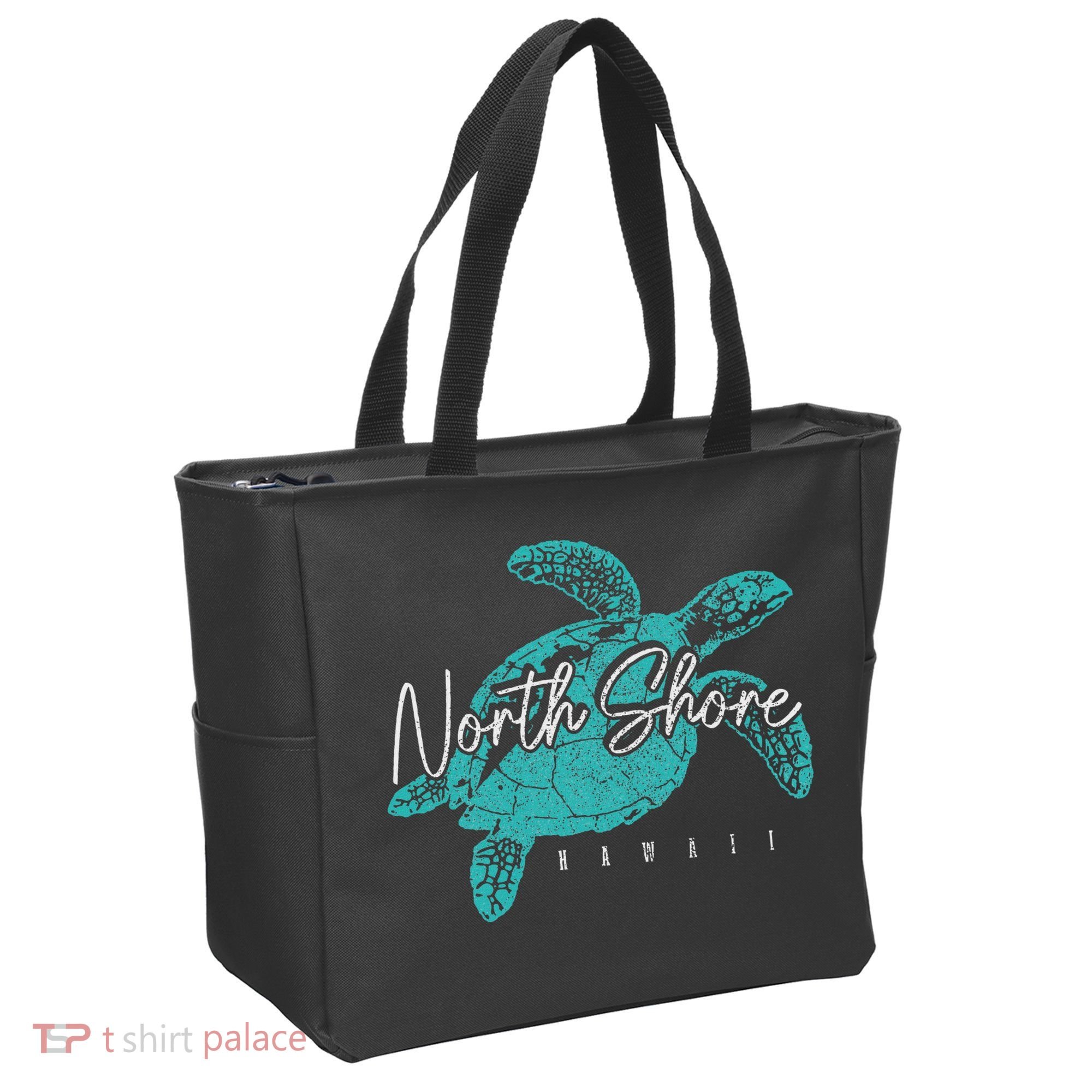 North Shore Beach Hawaii Surfer Diving Hawaiian Sea Turtle Tote Bag