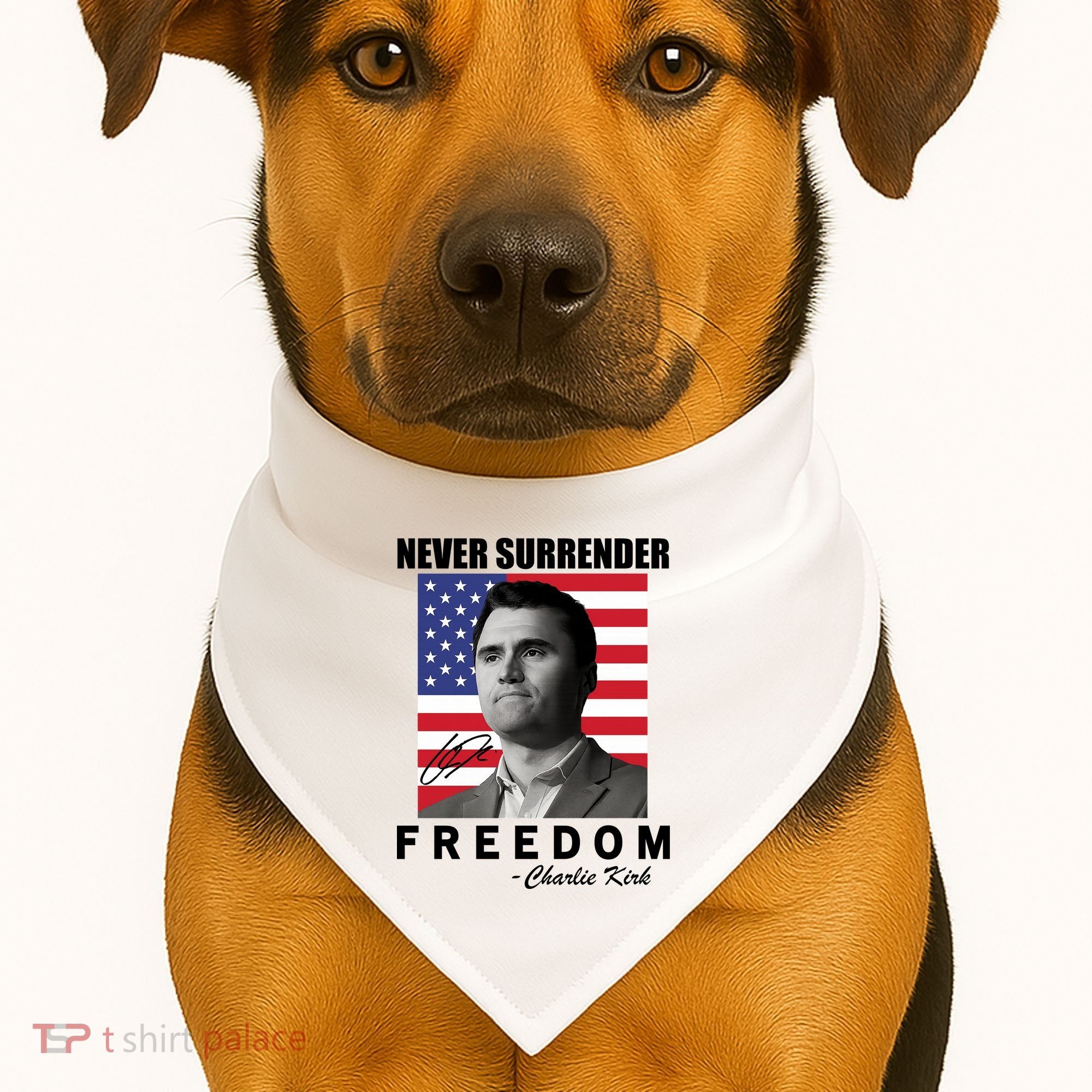 Never Surrender Charlie Kirl Freedom USA-Made Doggie Bandana