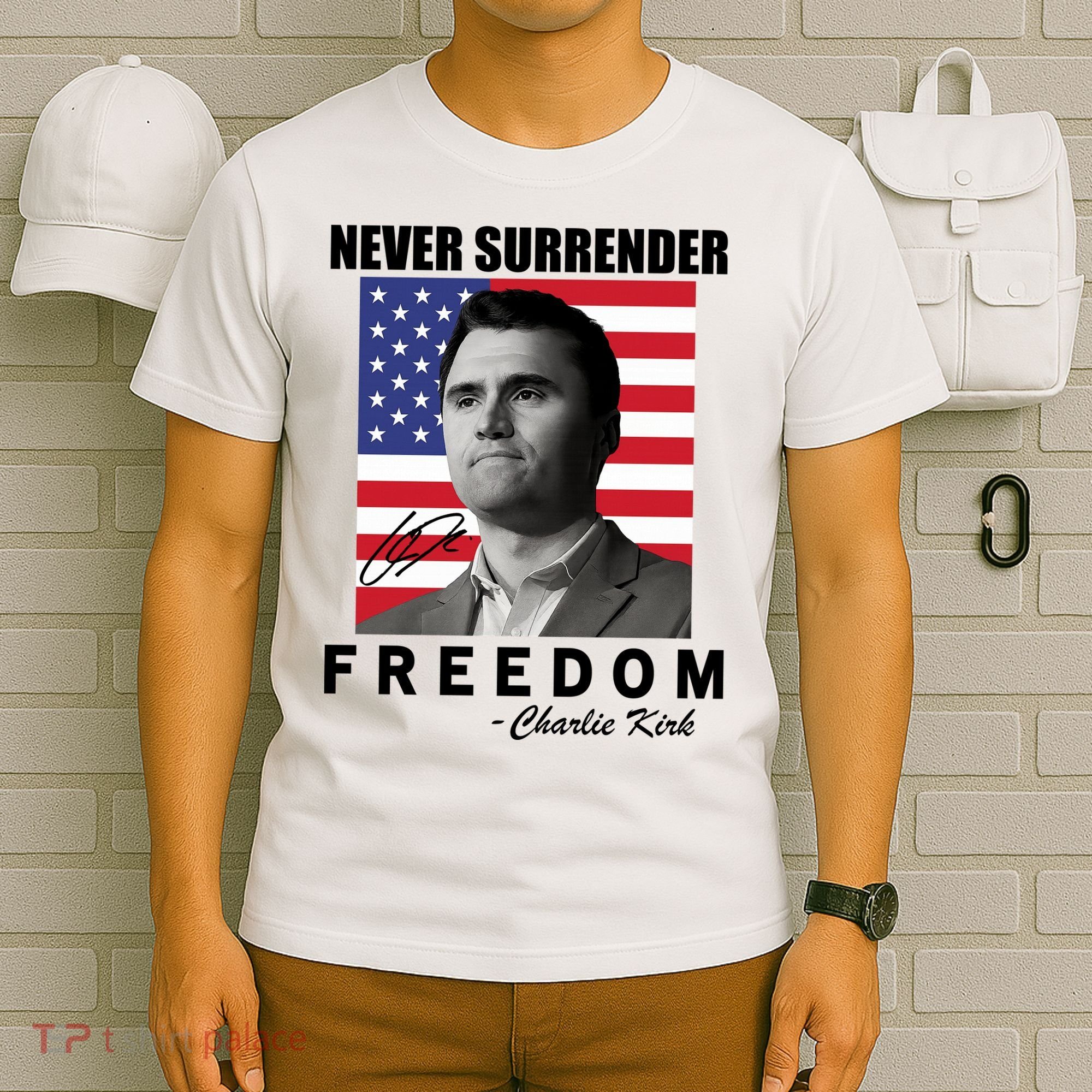 Never Surrender Charlie Kirl Freedom T-Shirt