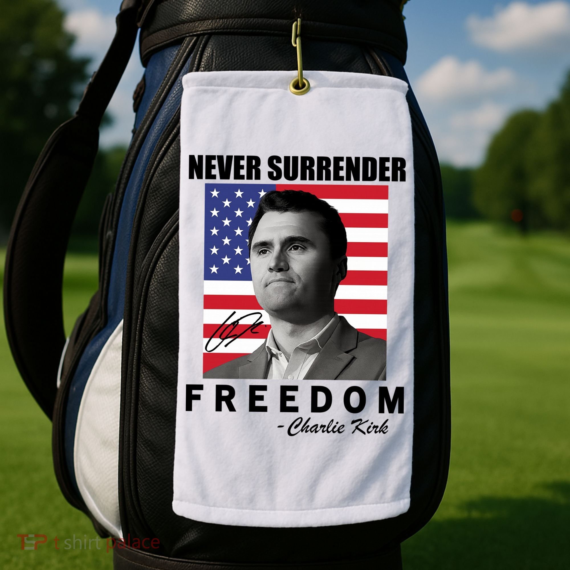 Never Surrender Charlie Kirl Freedom Golf Towel
