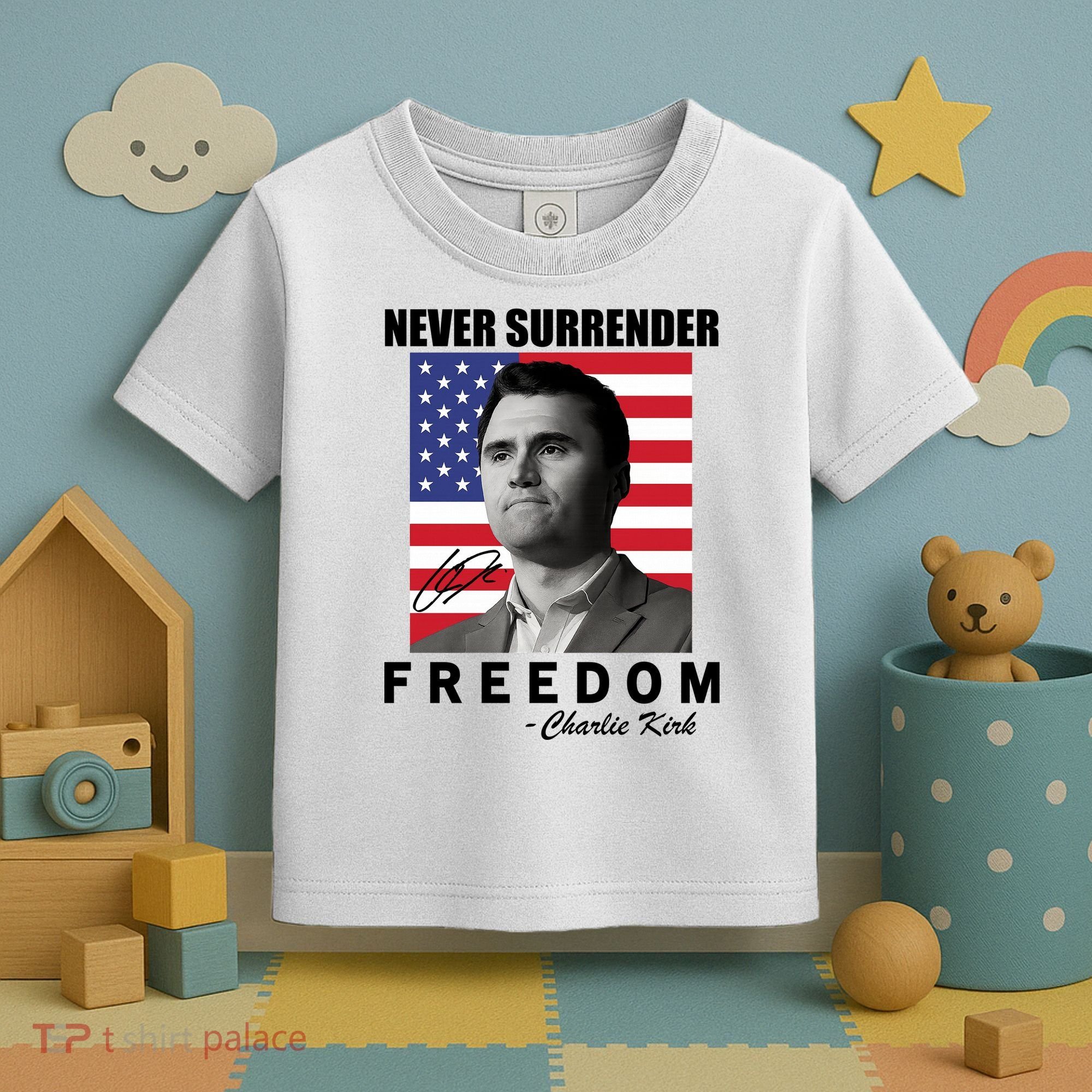 Never Surrender Charlie Kirl Freedom Toddler T-Shirt