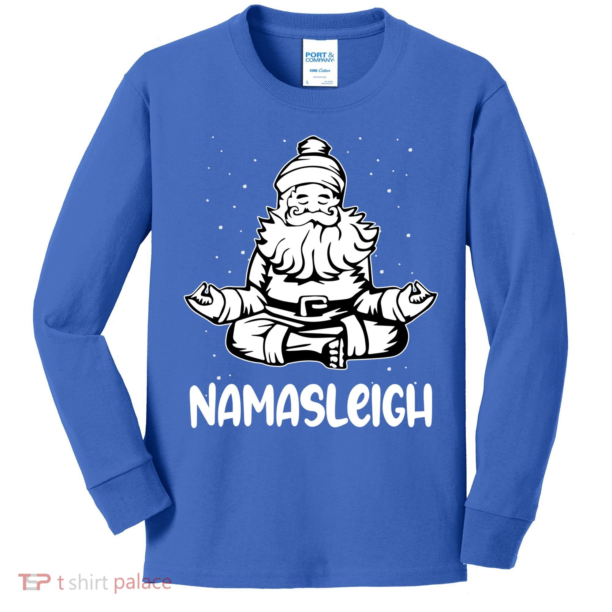 Namasleigh Santa Claus Namaste Yoga Cool Gift Kids Long Sleeve Shirt