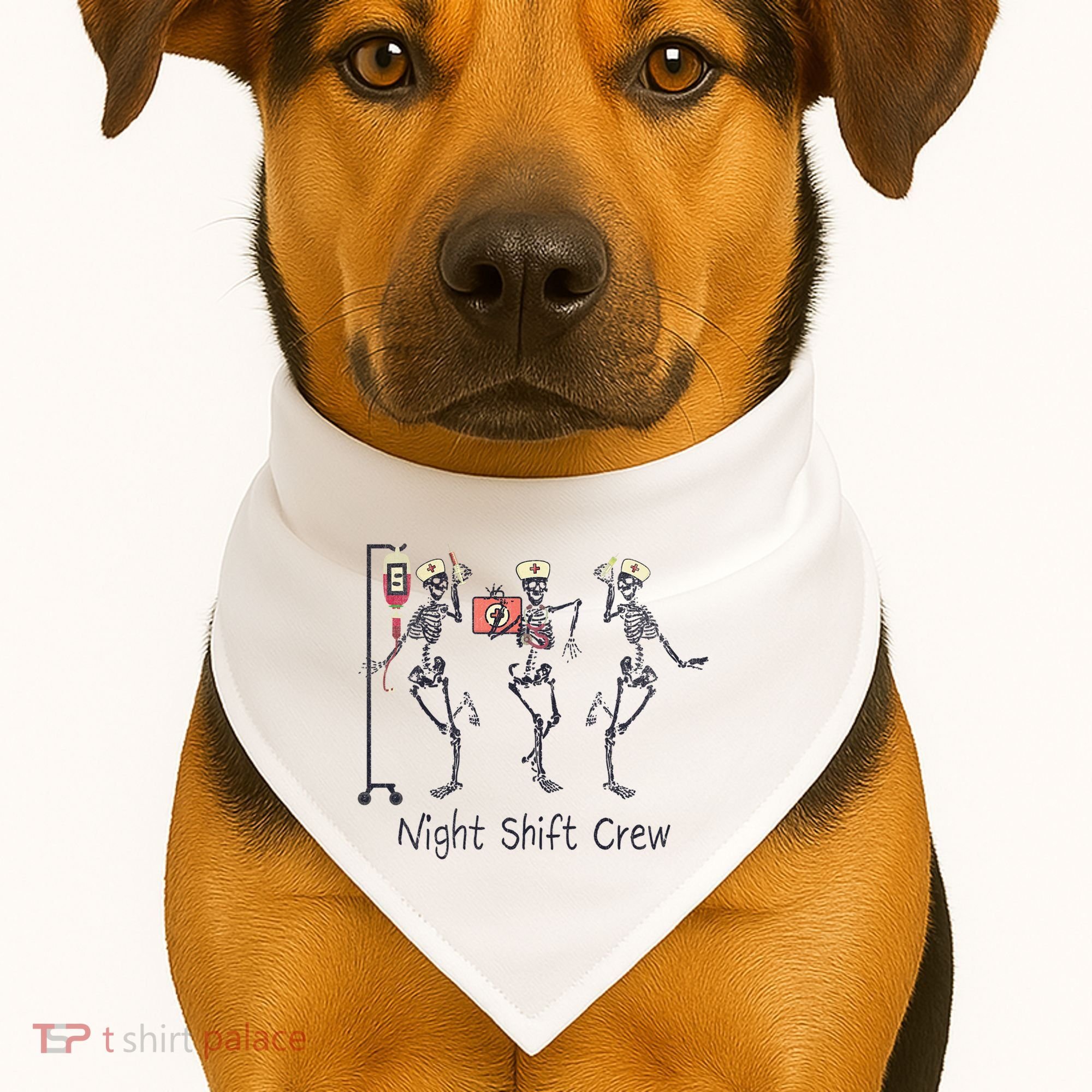 Night Shift Crew Funny Nurse Skeleton Great Gift USA-Made Doggie Bandana