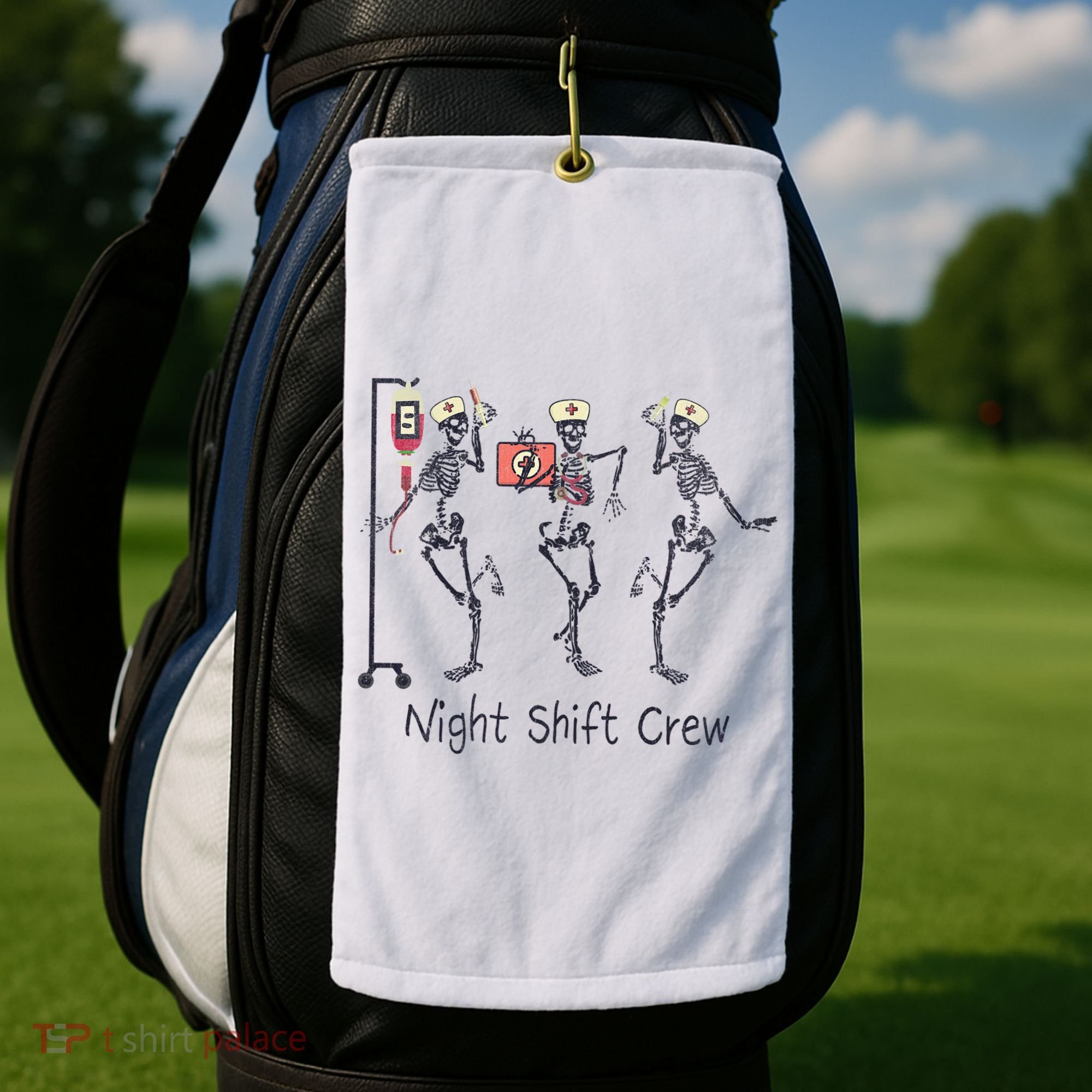 Night Shift Crew Funny Nurse Skeleton Great Gift Golf Towel