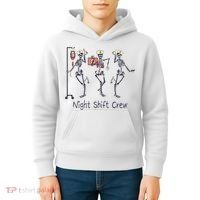 Night Shift Crew Funny Nurse Skeleton Great Gift Kids Hoodie thumb 4