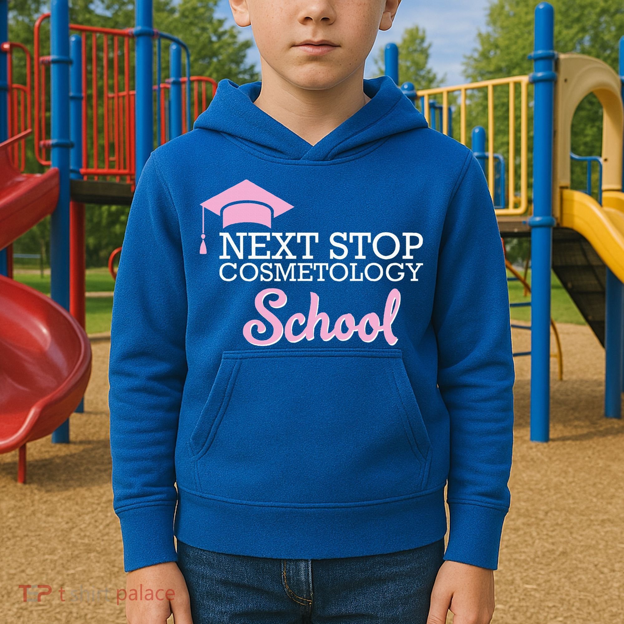 Next Stop Cosmetology School Future Cosmetologist Kids Hoodie