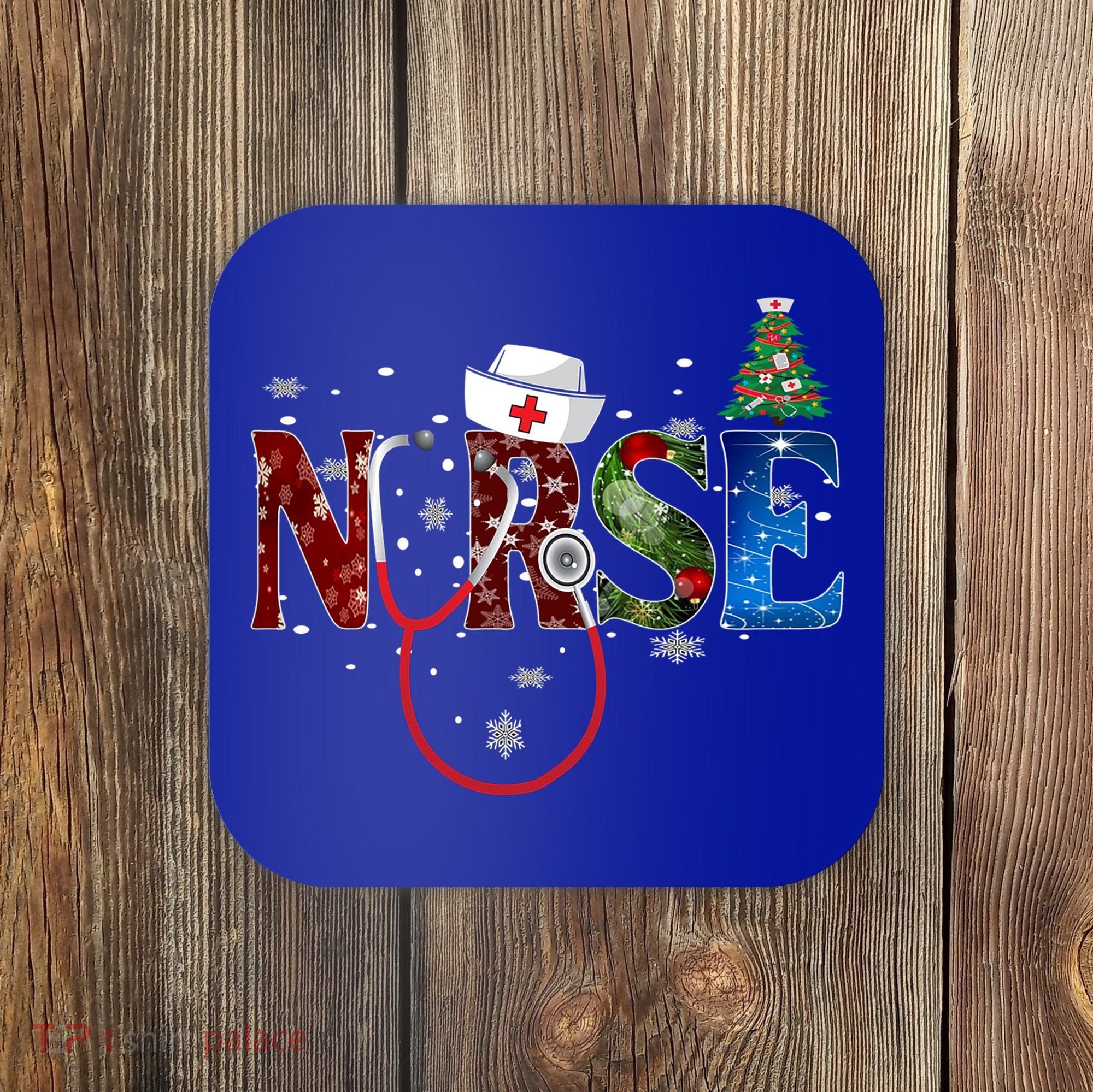 Nurse Stethoscope Christmas Tree Decor Gift Coaster