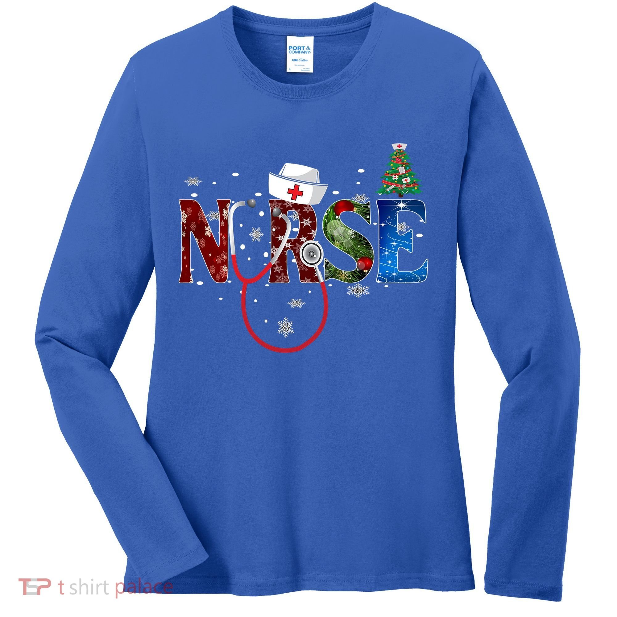 Nurse Stethoscope Christmas Tree Decor Gift Women's Long Sleeve Shirt