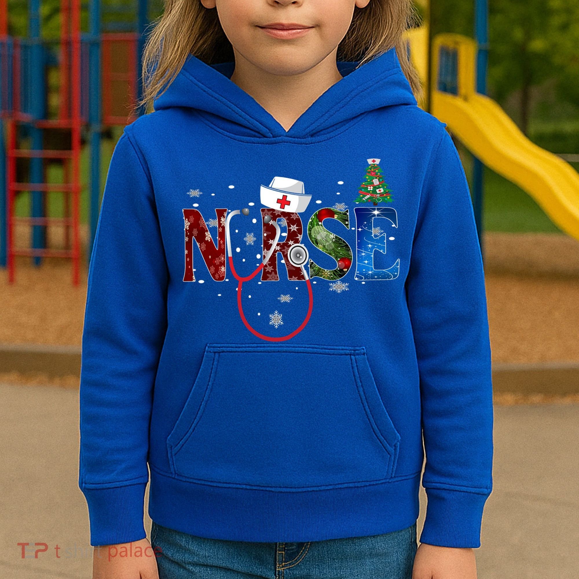 Nurse Stethoscope Christmas Tree Decor Gift Kids Hoodie