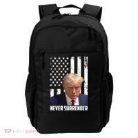 Never Surrender Donald Trump American Flag Mugshot Backpack thumb 0