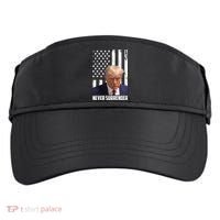 Never Surrender Donald Trump American Flag Mugshot Adult Drive Performance Visor thumb 0