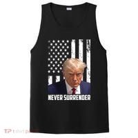 Never Surrender Donald Trump American Flag Mugshot PosiCharge Competitor Tank thumb 0