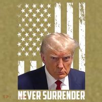 Never Surrender Donald Trump American Flag Mugshot Garment-Dyed Women's Muscle Tee thumb 6