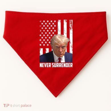 Never Surrender Donald Trump American Flag Mugshot USA-Made Doggie Bandana