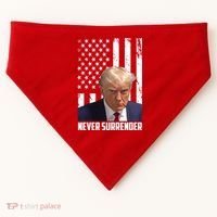 Never Surrender Donald Trump American Flag Mugshot USA-Made Doggie Bandana thumb 0
