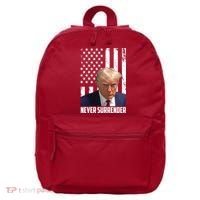 Never Surrender Donald Trump American Flag Mugshot 16 in Basic Backpack thumb 0