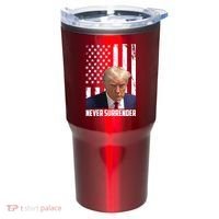 Never Surrender Donald Trump American Flag Mugshot Tumbler thumb 0
