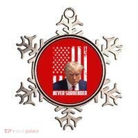 Never Surrender Donald Trump American Flag Mugshot Ornament thumb 0