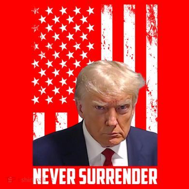 Never Surrender Donald Trump American Flag Mugshot Tie-Dye Long Sleeve Shirt