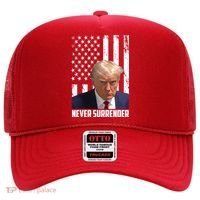 Never Surrender Donald Trump American Flag Mugshot Hat thumb 0