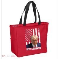 Never Surrender Donald Trump American Flag Mugshot Tote Bag thumb 2