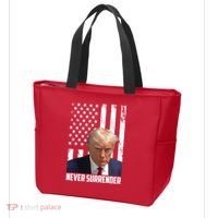 Never Surrender Donald Trump American Flag Mugshot Tote Bag thumb 3