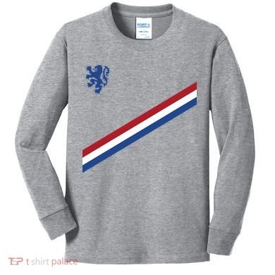 Netherlands Soccer Dutch Logo Flag Kids Long Sleeve Shirt