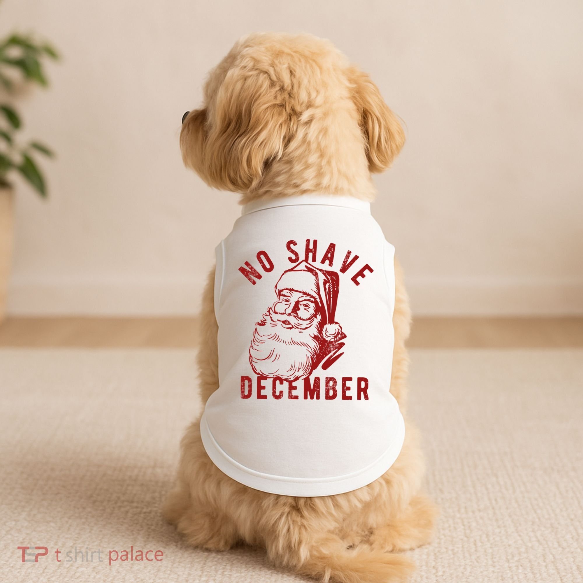 No Shave December Santa Claus Funny Holiday Doggie Tank