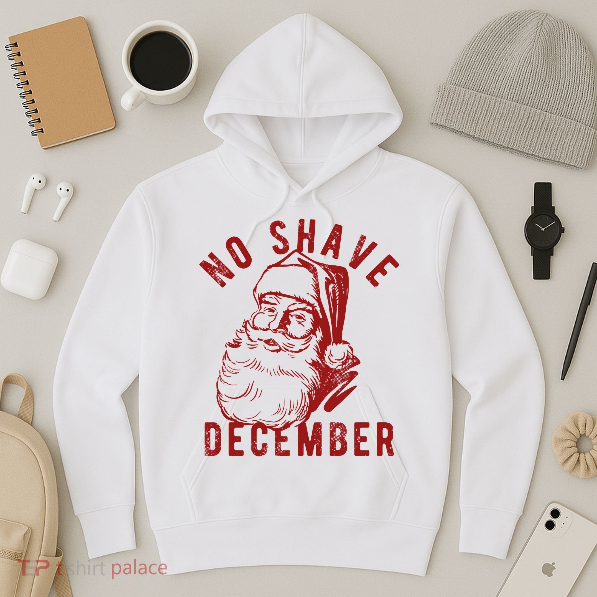 No Shave December Santa Claus Funny Holiday Hoodie
