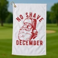 No Shave December Santa Claus Funny Holiday Golf Towel thumb 1