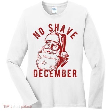 No Shave December Santa Claus Funny Holiday Women's Long Sleeve Shirt