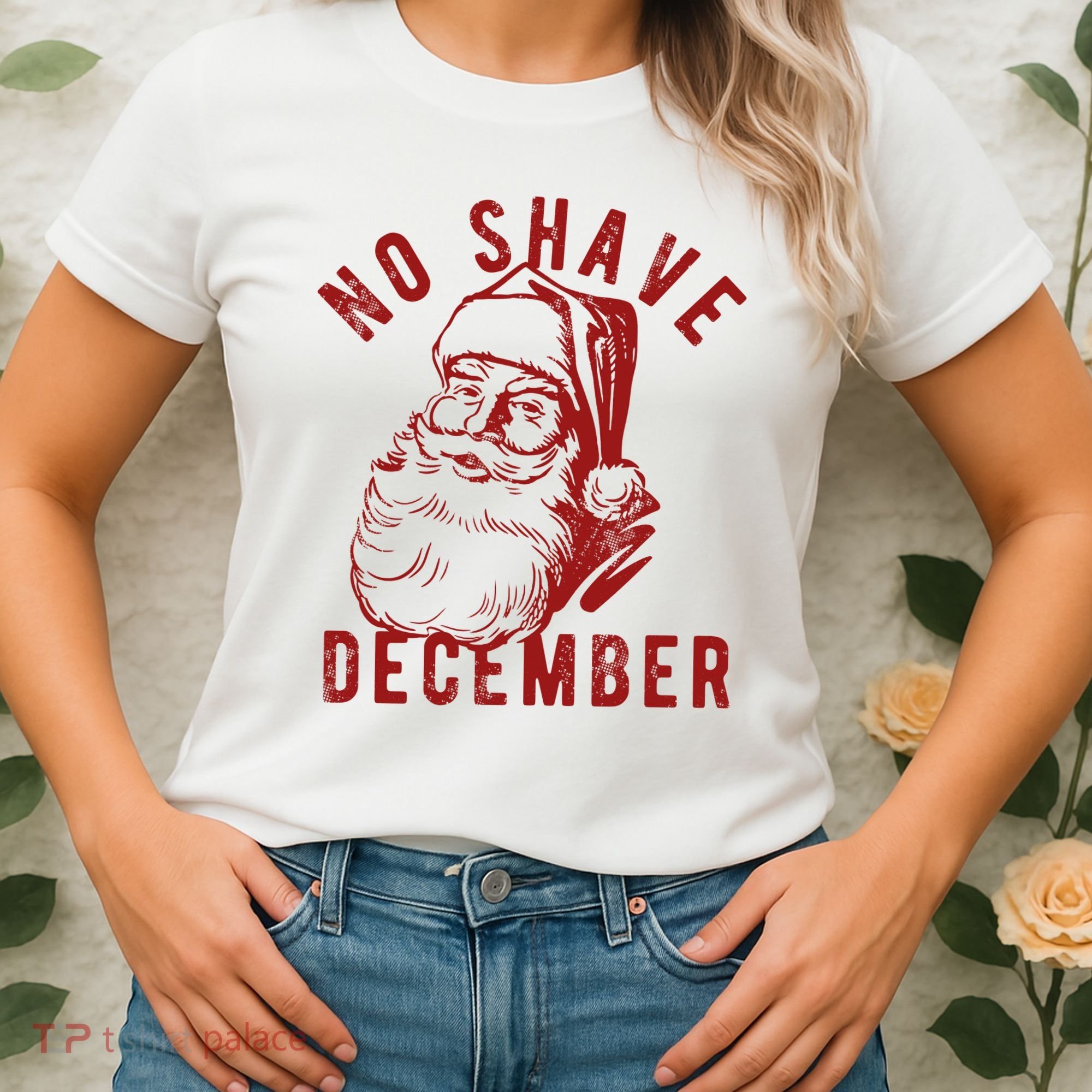 No Shave December Santa Claus Funny Holiday Women's T-Shirt