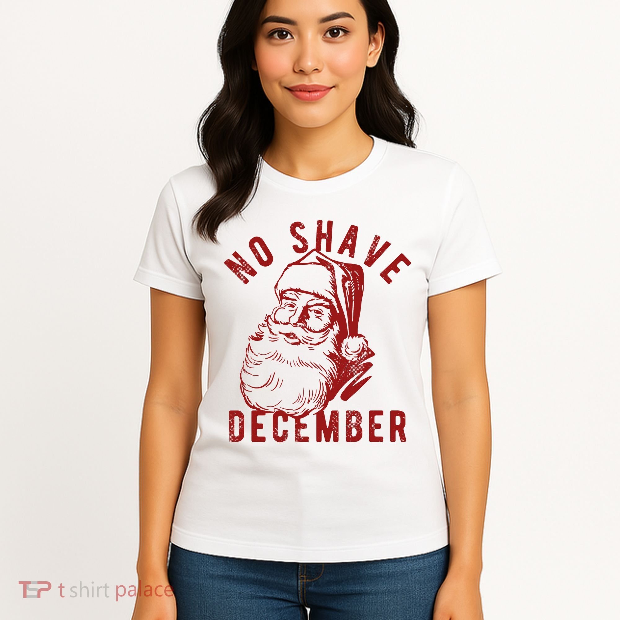 No Shave December Santa Claus Funny Holiday Women's T-Shirt