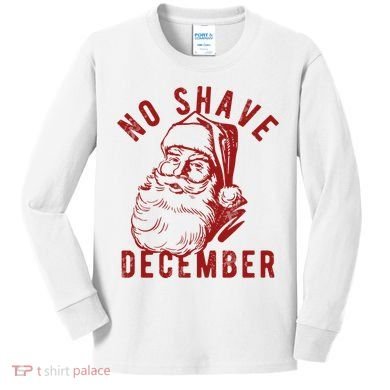 No Shave December Santa Claus Funny Holiday Kids Long Sleeve Shirt