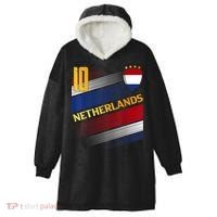 Netherlands Soccer Dutch Flag Football Retro 10 Jersey Hooded Wearable Blanket thumb 0