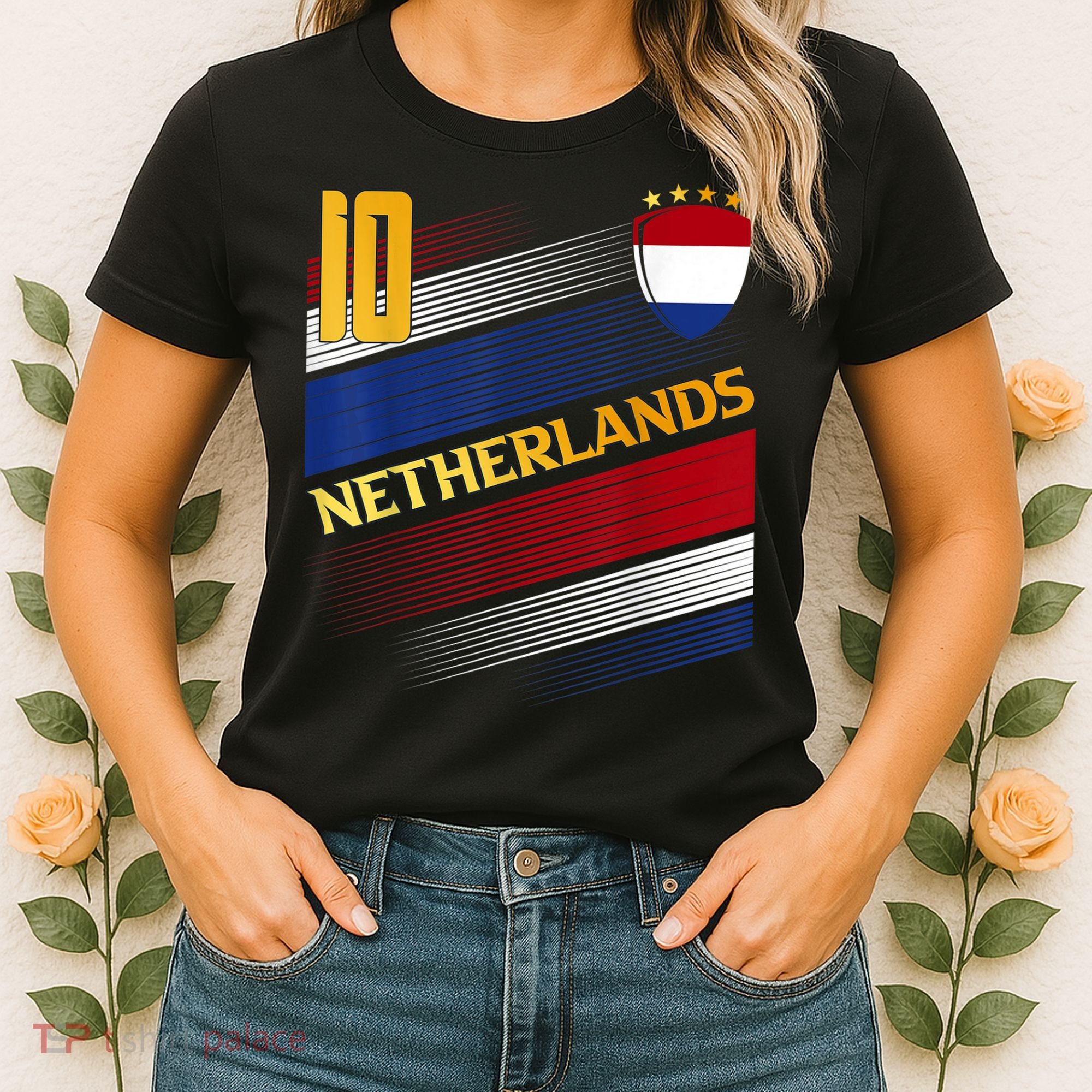 Netherlands Soccer Dutch Flag Football Retro 10 Jersey Women's T-Shirt