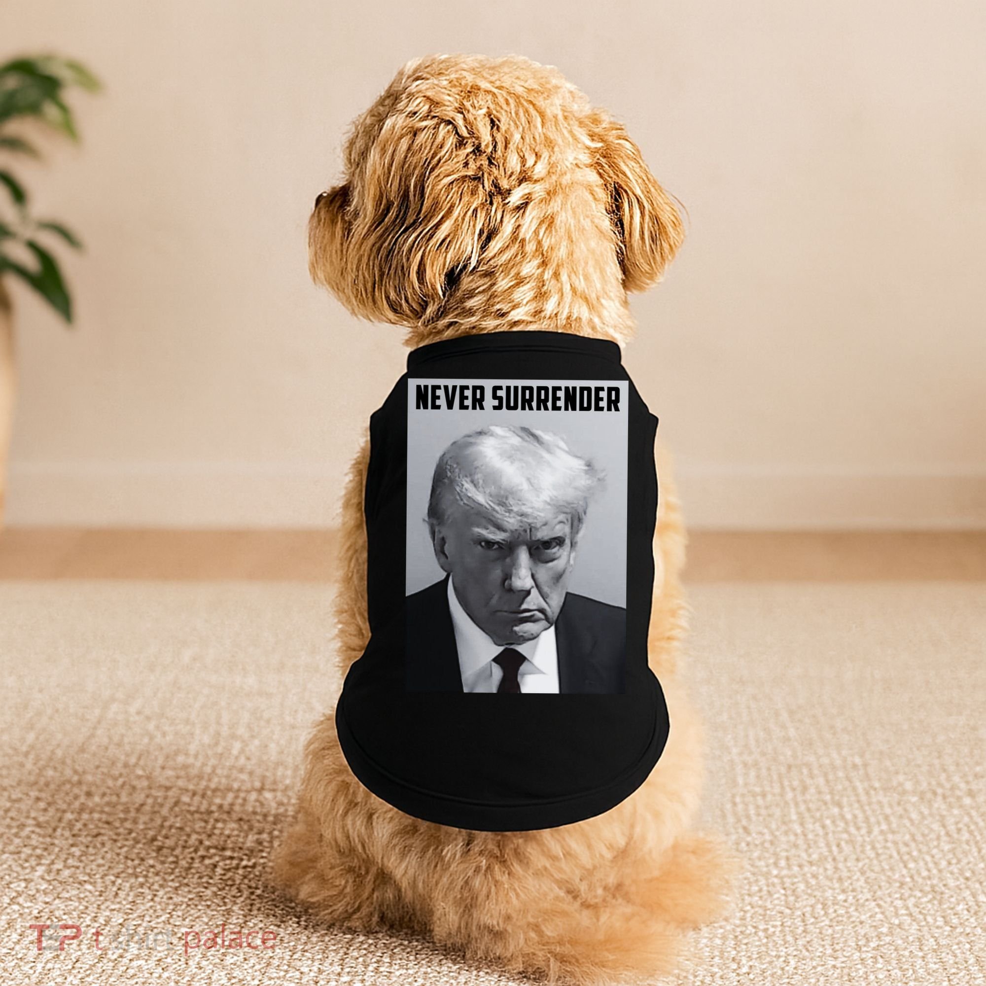 Never Surrender Donald Trump Mugshot Doggie Tank