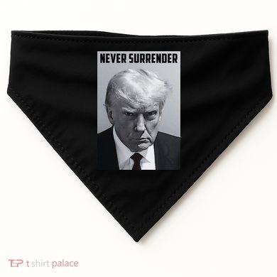 Never Surrender Donald Trump Mugshot USA-Made Doggie Bandana