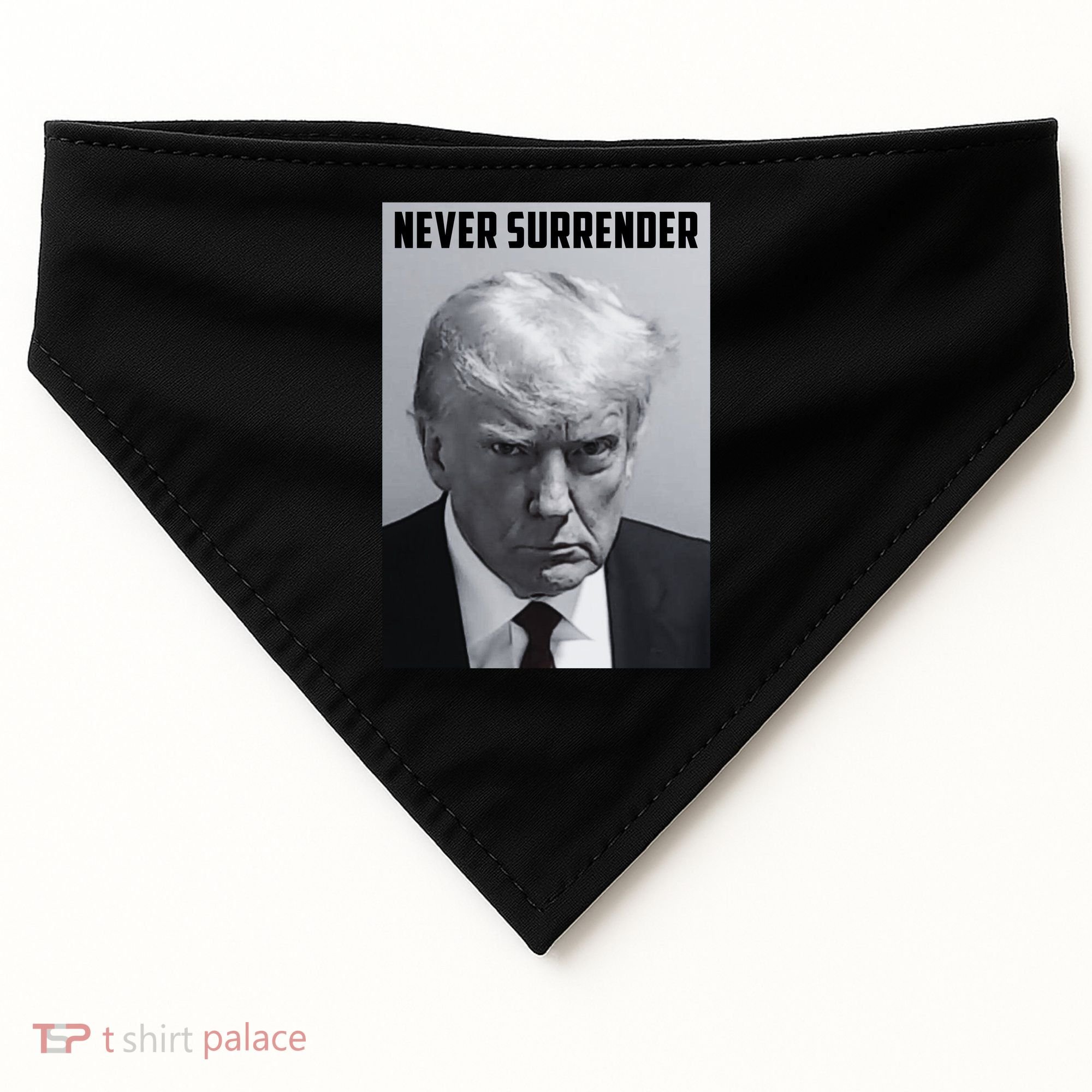 Never Surrender Donald Trump Mugshot USA-Made Doggie Bandana