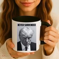 Never Surrender Donald Trump Mugshot Coffee Mug thumb 3