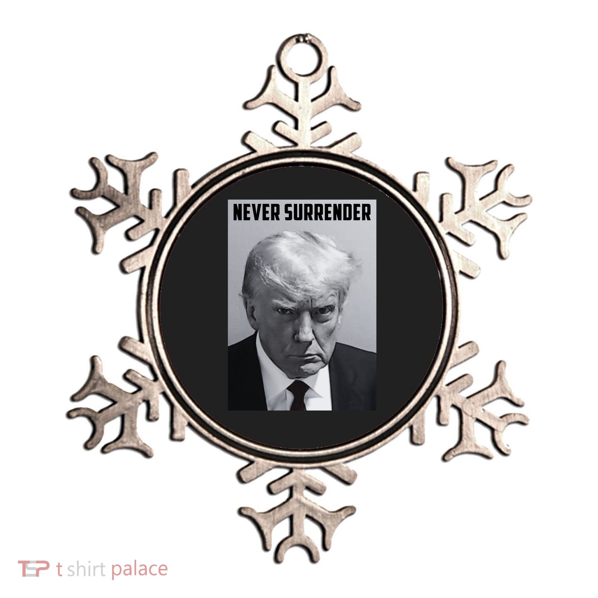 Never Surrender Donald Trump Mugshot Ornament