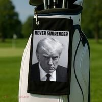 Never Surrender Donald Trump Mugshot Golf Towel thumb 2